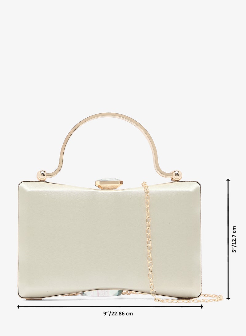 Ella Limited Edition Metallic Gold Top Handle Clutch With Gold Accent - Image 5